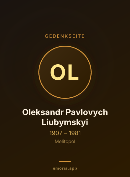 Gedenkportrait von Oleksandr Pavlovych Liubymskyi