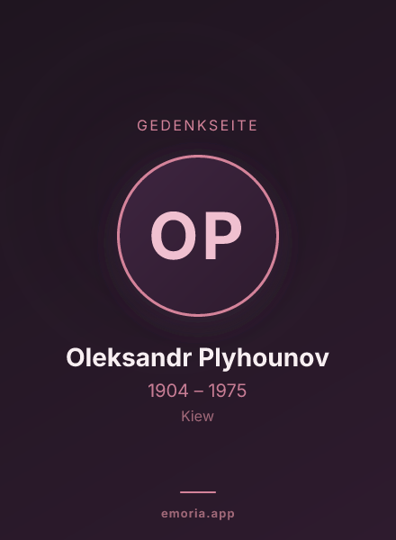 Gedenkportrait von Oleksandr Plyhounov