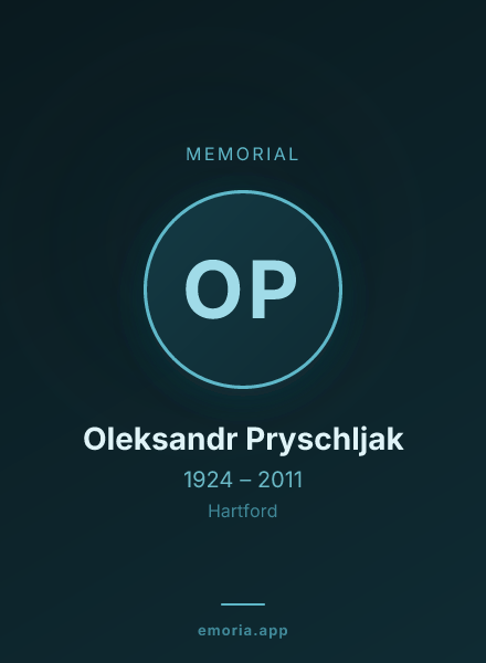Memorial portrait of Oleksandr Pryschljak