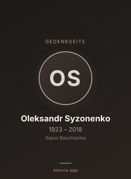 Gedenkportrait von Oleksandr Syzonenko