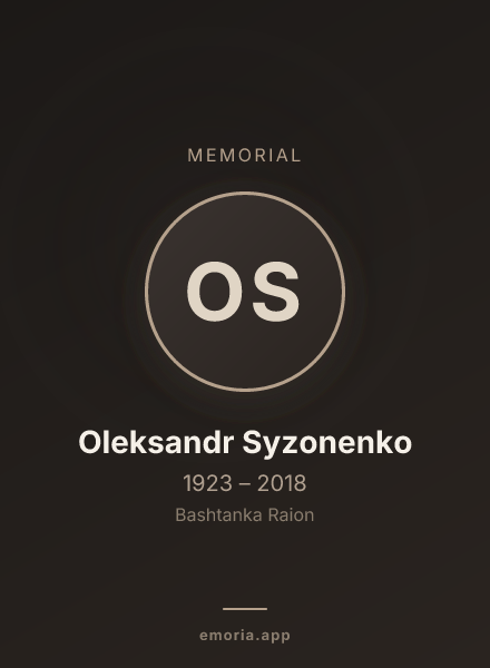 Memorial portrait of Oleksandr Syzonenko