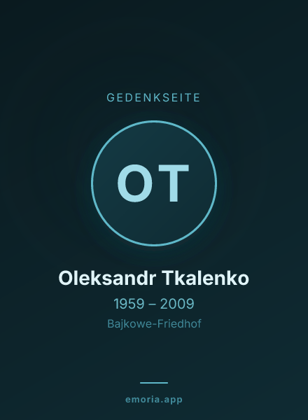 Gedenkportrait von Oleksandr Tkalenko