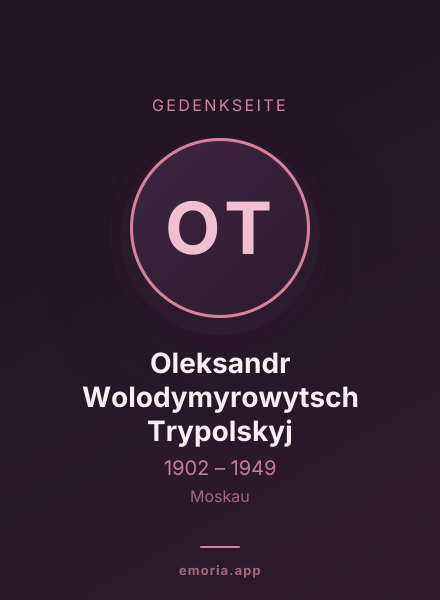 Gedenkportrait von Oleksandr Wolodymyrowytsch Trypolskyj