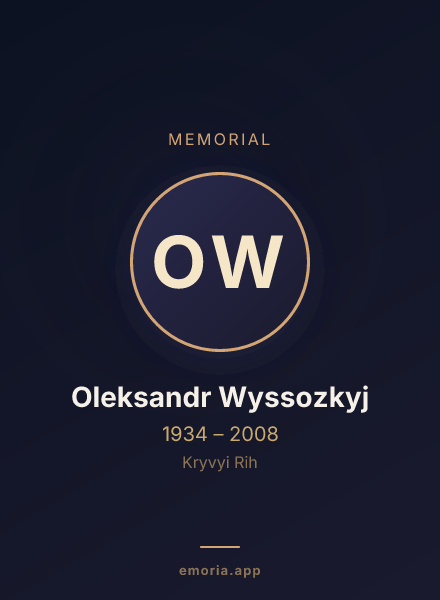 Memorial portrait of Oleksandr Wyssozkyj
