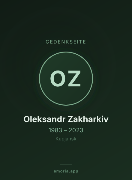 Gedenkportrait von Oleksandr Zakharkiv