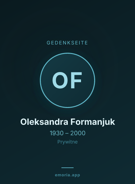 Gedenkportrait von Oleksandra Formanjuk