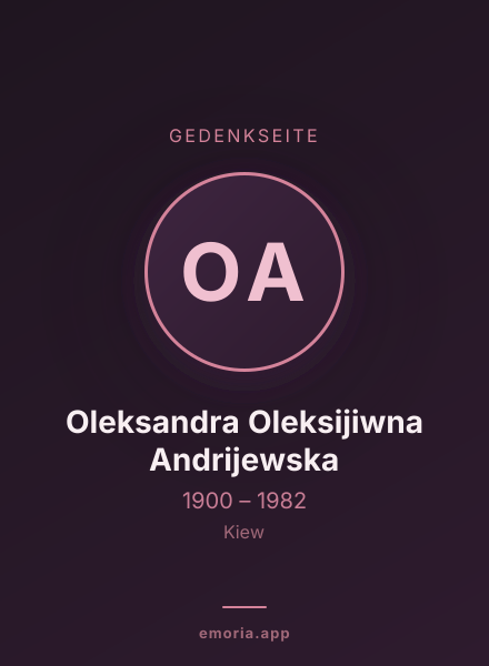 Gedenkportrait von Oleksandra Oleksijiwna Andrijewska