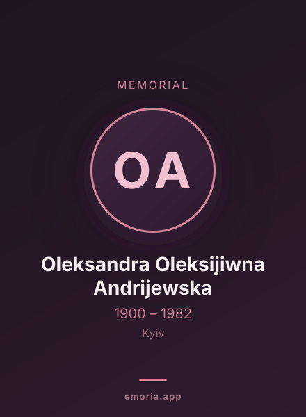Memorial portrait of Oleksandra Oleksijiwna Andrijewska