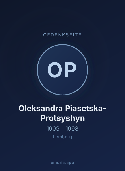 Gedenkportrait von Oleksandra Piasetska-Protsyshyn