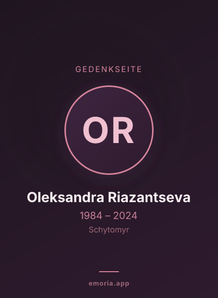 Gedenkportrait von Oleksandra Riazantseva