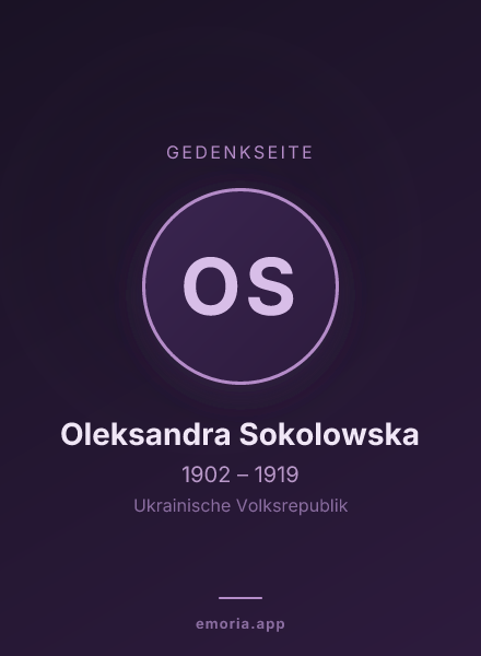 Gedenkportrait von Oleksandra Sokolowska