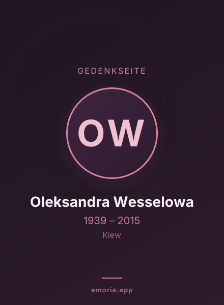 Gedenkportrait von Oleksandra Wesselowa