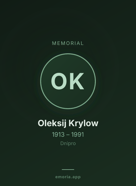 Memorial portrait of Oleksij Krylow