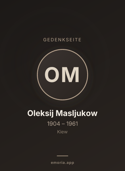 Gedenkportrait von Oleksij Masljukow