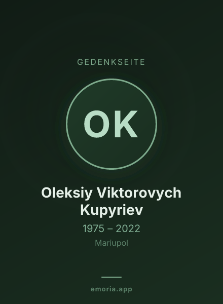 Gedenkportrait von Oleksiy Viktorovych Kupyriev