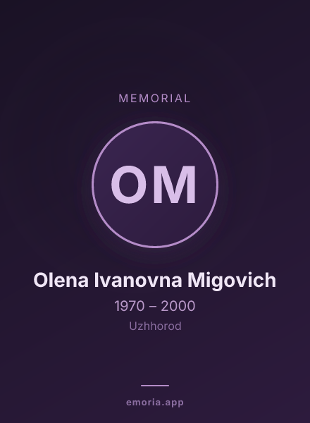 Memorial portrait of Olena Ivanovna Migovich