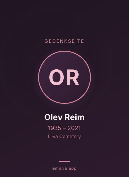 Gedenkportrait von Olev Reim