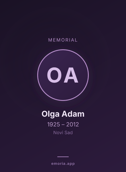 Memorial portrait of Olga Adam