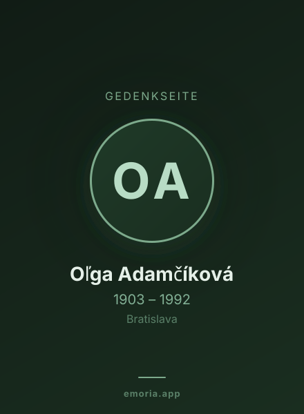 Gedenkportrait von Oľga Adamčíková