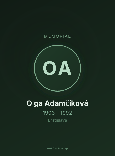 Memorial portrait of Oľga Adamčíková