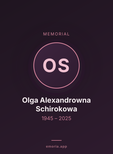 Memorial portrait of Olga Alexandrowna Schirokowa