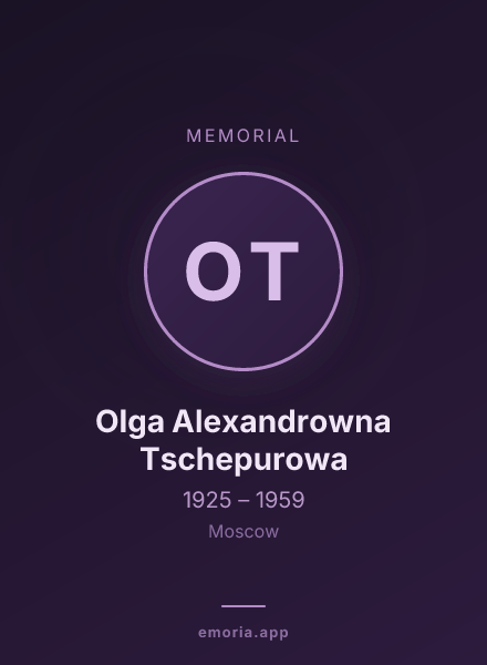 Memorial portrait of Olga Alexandrowna Tschepurowa