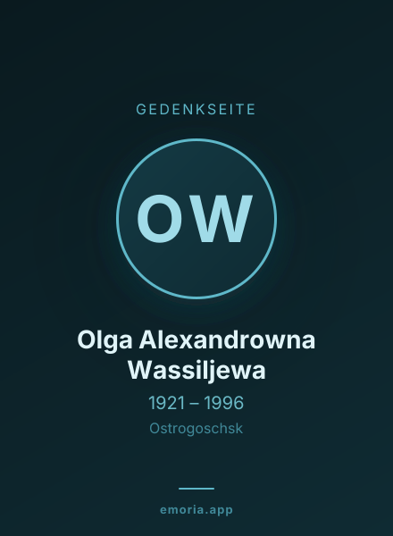Gedenkportrait von Olga Alexandrowna Wassiljewa