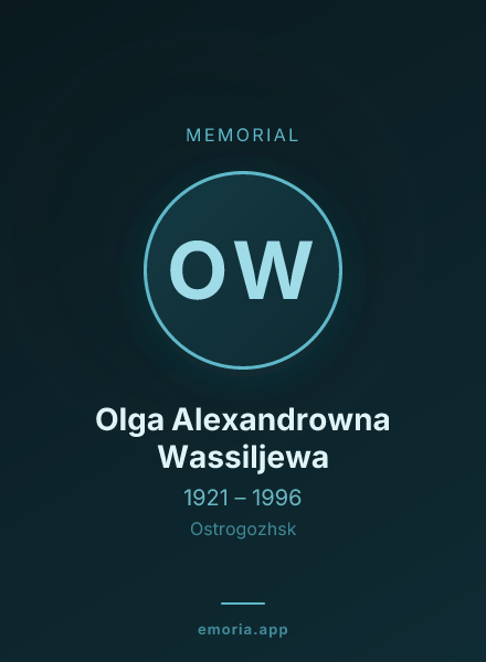 Memorial portrait of Olga Alexandrowna Wassiljewa