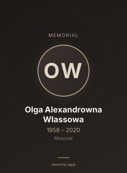 Memorial portrait of Olga Alexandrowna Wlassowa