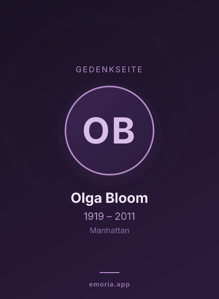 Gedenkportrait von Olga Bloom
