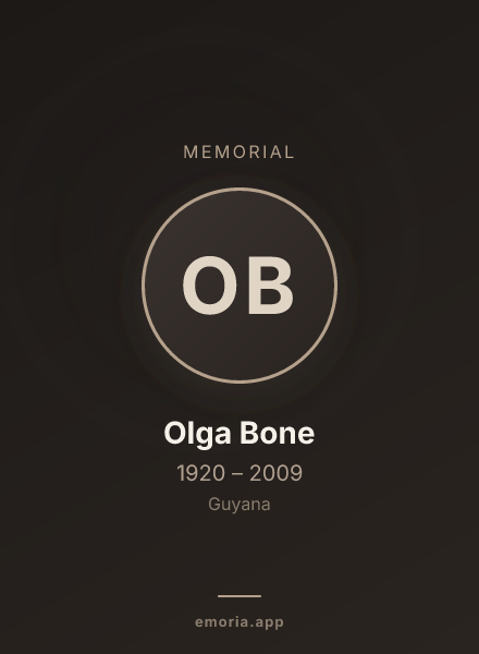 Memorial portrait of Olga Bone