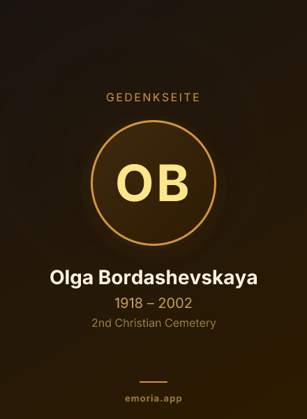 Gedenkportrait von Olga Bordashevskaya