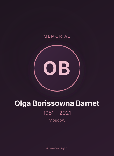Memorial portrait of Olga Borissowna Barnet