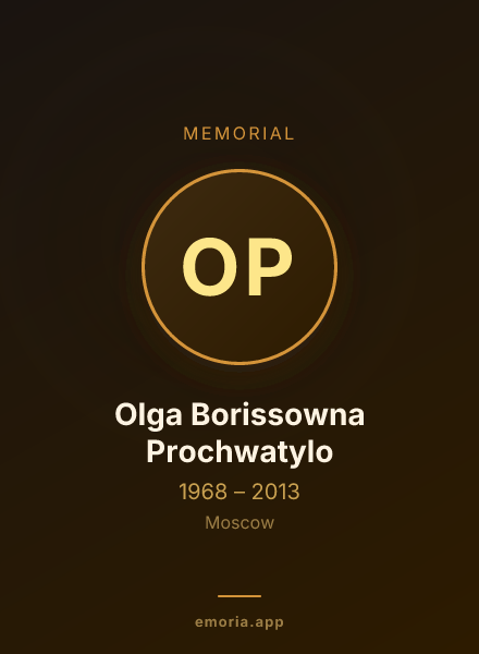 Memorial portrait of Olga Borissowna Prochwatylo