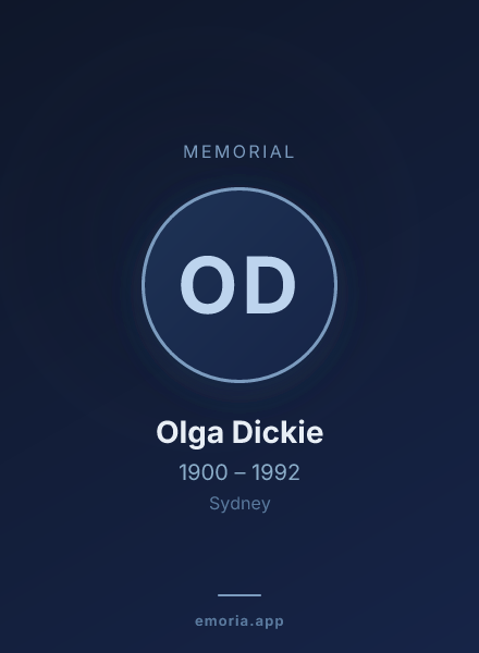 Memorial portrait of Olga Dickie