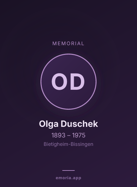 Memorial portrait of Olga Duschek