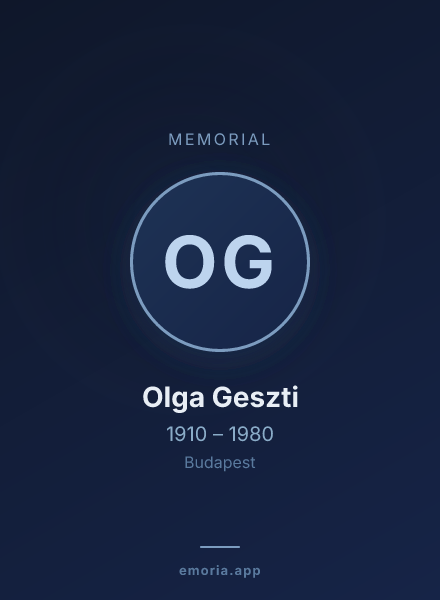 Memorial portrait of Olga Geszti