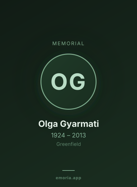 Memorial portrait of Olga Gyarmati