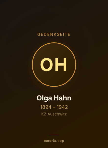 Gedenkportrait von Olga Hahn