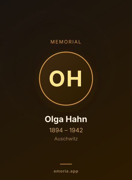 Memorial portrait of Olga Hahn