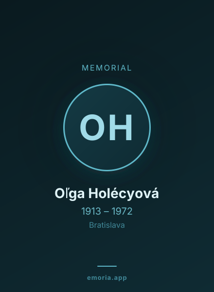 Memorial portrait of Oľga Holécyová
