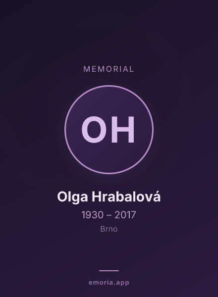 Memorial portrait of Olga Hrabalová