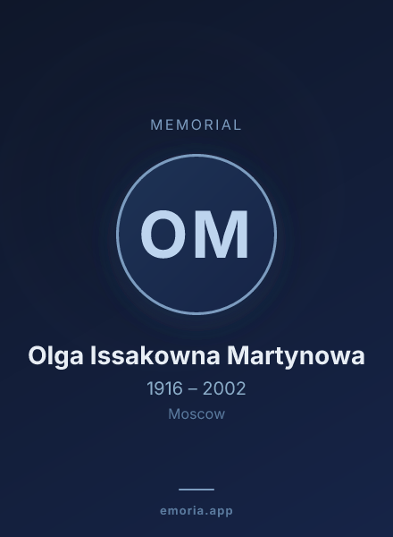 Memorial portrait of Olga Issakowna Martynowa