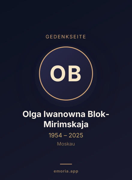 Gedenkportrait von Olga Iwanowna Blok-Mirimskaja
