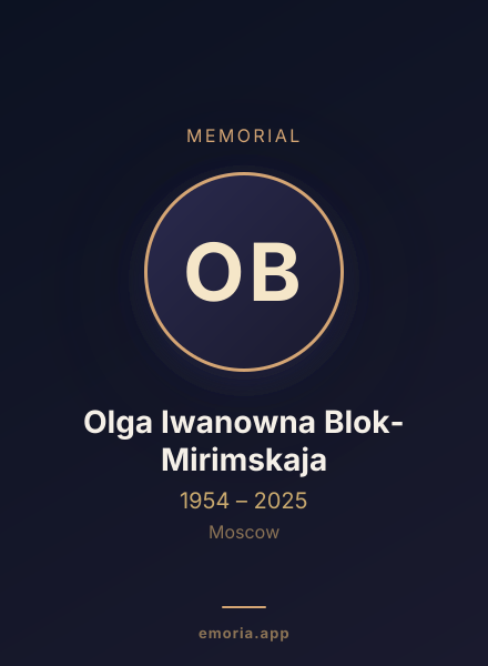 Memorial portrait of Olga Iwanowna Blok-Mirimskaja