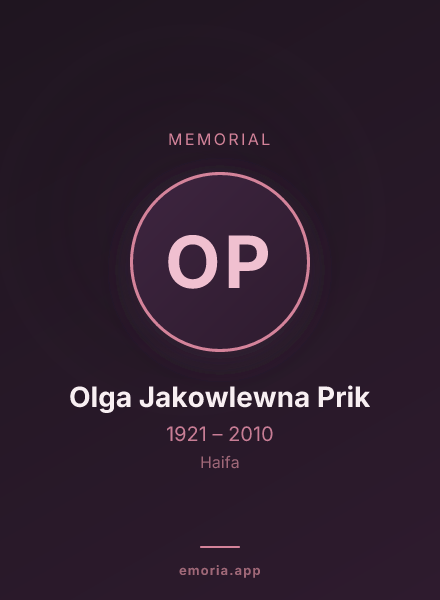 Memorial portrait of Olga Jakowlewna Prik