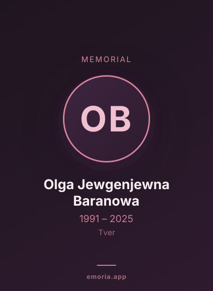 Memorial portrait of Olga Jewgenjewna Baranowa