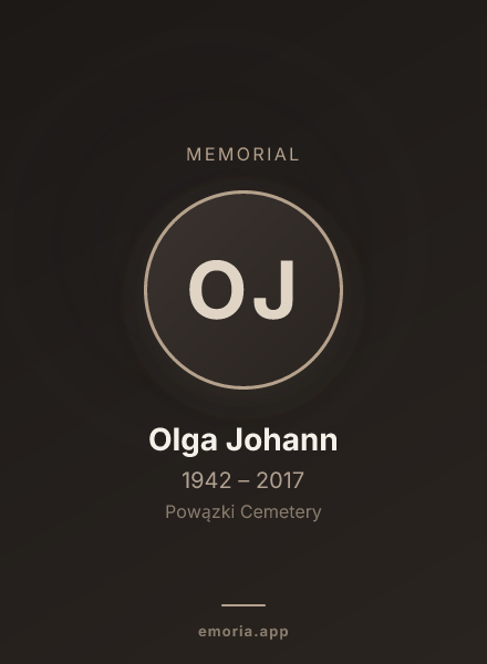 Memorial portrait of Olga Johann