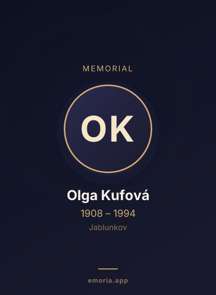 Memorial portrait of Olga Kufová