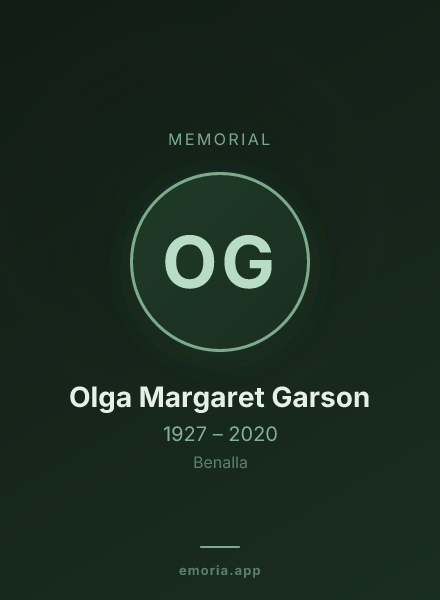 Memorial portrait of Olga Margaret Garson